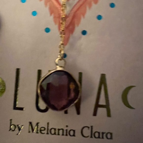 NWT Melanie Clara ” Chroma “ Gold Necklace in Plum - Picture 7 of 7